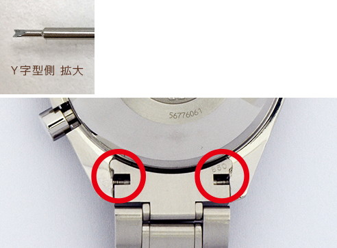 バネ棒はずしをバネ棒の溝に差し込みます
