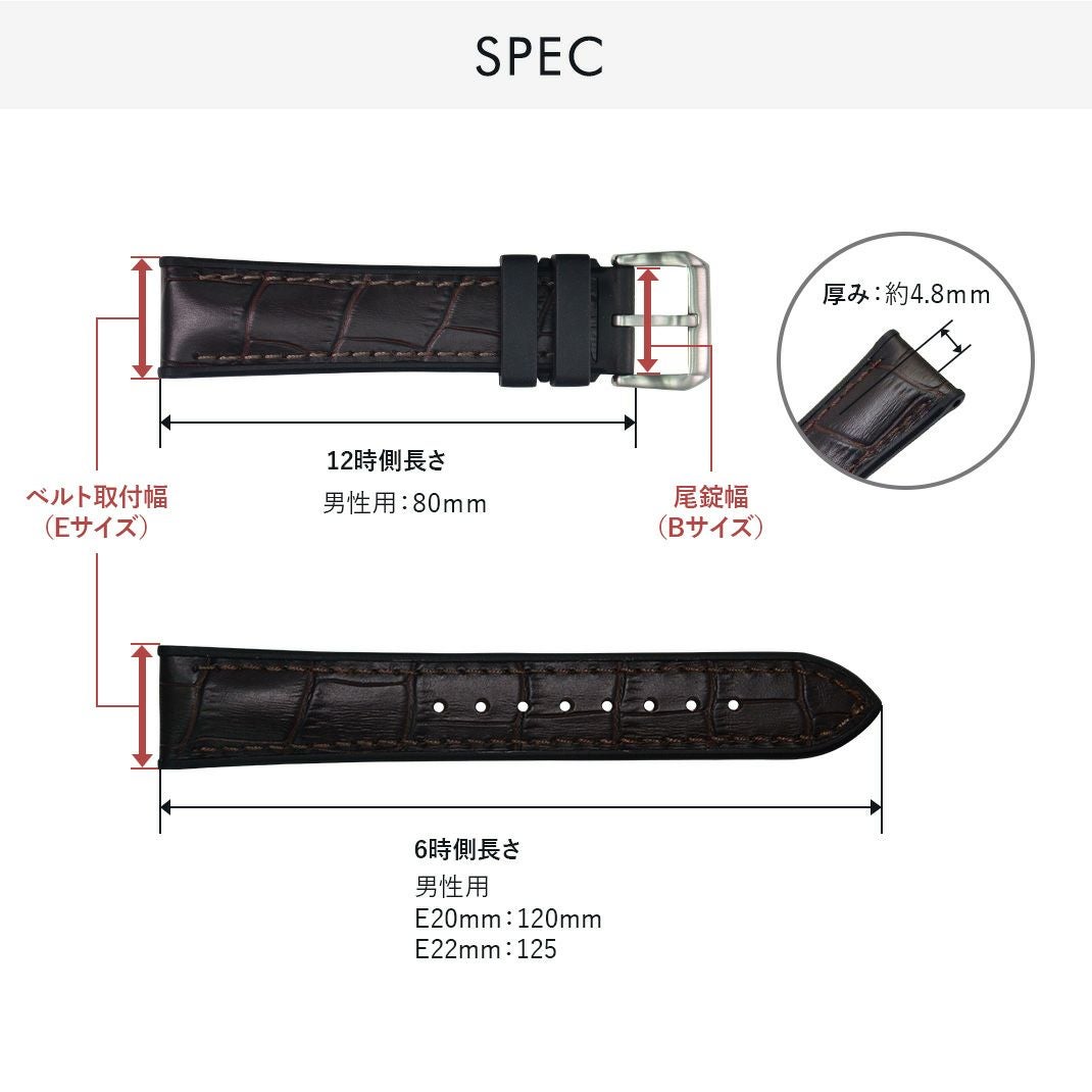 カシス 時計ベルト ROCHELAIS GRAIN (ロシェールグレイン) スペック