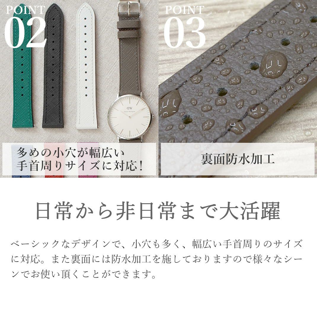 P1 未使用保管品　ランカスターイントリゴ　白ベルト　腕時計　0248 CASSIS（カシス） 腕時計ベルト バンド スムースレザー 本革